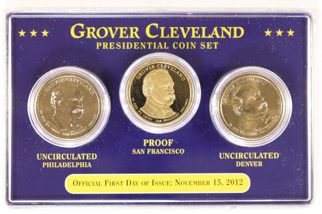 2012 FIRST DAY ISSUE PRESIDENTIAL 3 COIN P/D & S (1 of 2)
