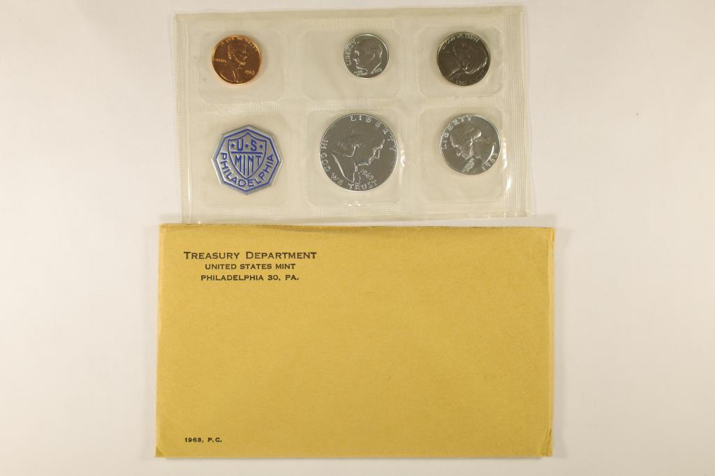 1963 US SILVER PROOF SET (WITH ENVELOPE) (1 of 2)