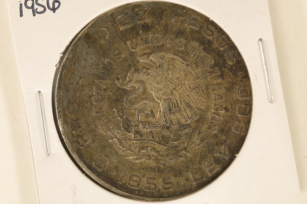 1956 MEXICO SILVER 10 PESO .8359 OZ. ASW. TONED (1 of 2)