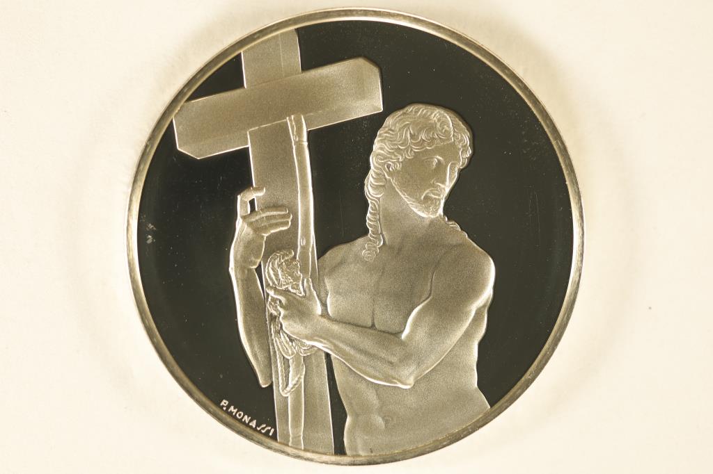 39.1 GRAMS STERLING SILVER PF ROUND "RISEN CHRIST" (1 of 2)