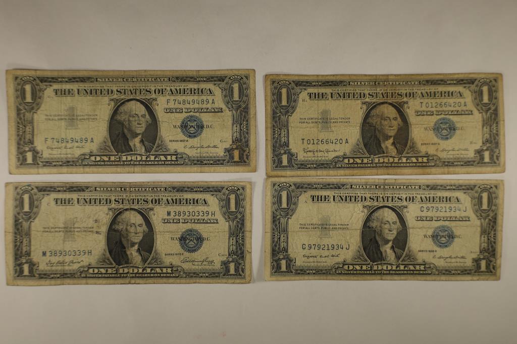 1935-E, 35-G, 57-A & 1957-B US $1 SILVER CERTS (1 of 2)