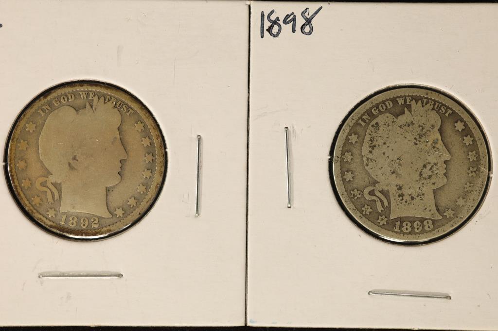 1892 & 1898 SILVER BARBER QUARTERS. (1 of 2)