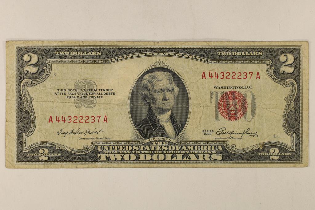 1953 US $2 RED SEAL NOTE (1 of 2)