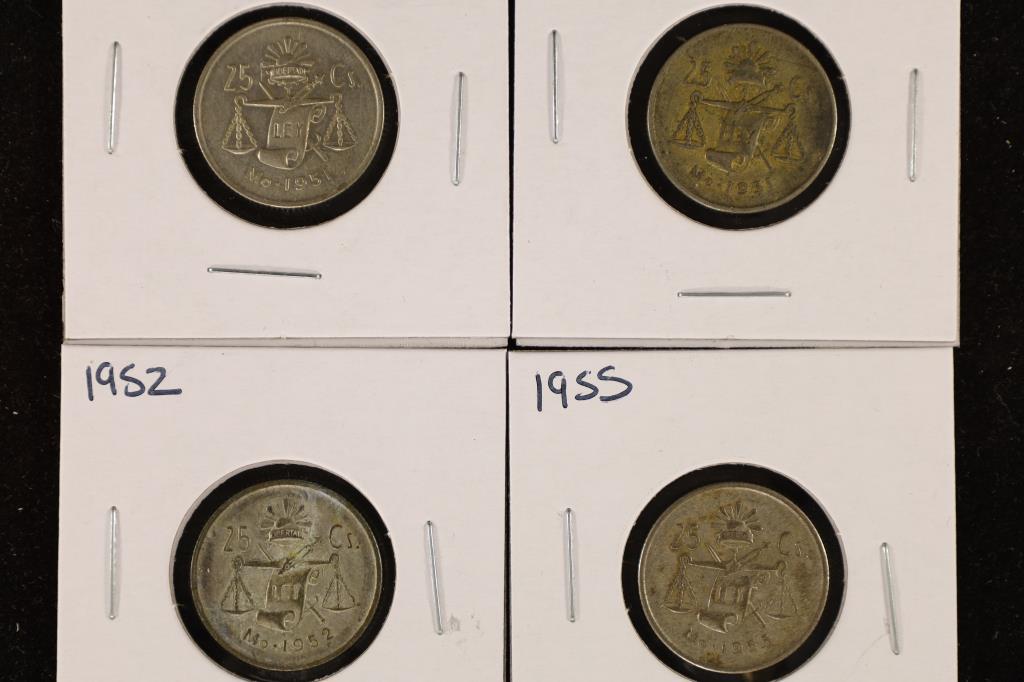 2-1951, 1952 & 1955 SILVER MEXICO CAP & RAYS 25 (1 of 2)