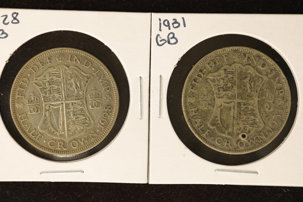 1928 & 1931 GREAT BRITIAN SILVER HALF CROWNS (1 of 2)