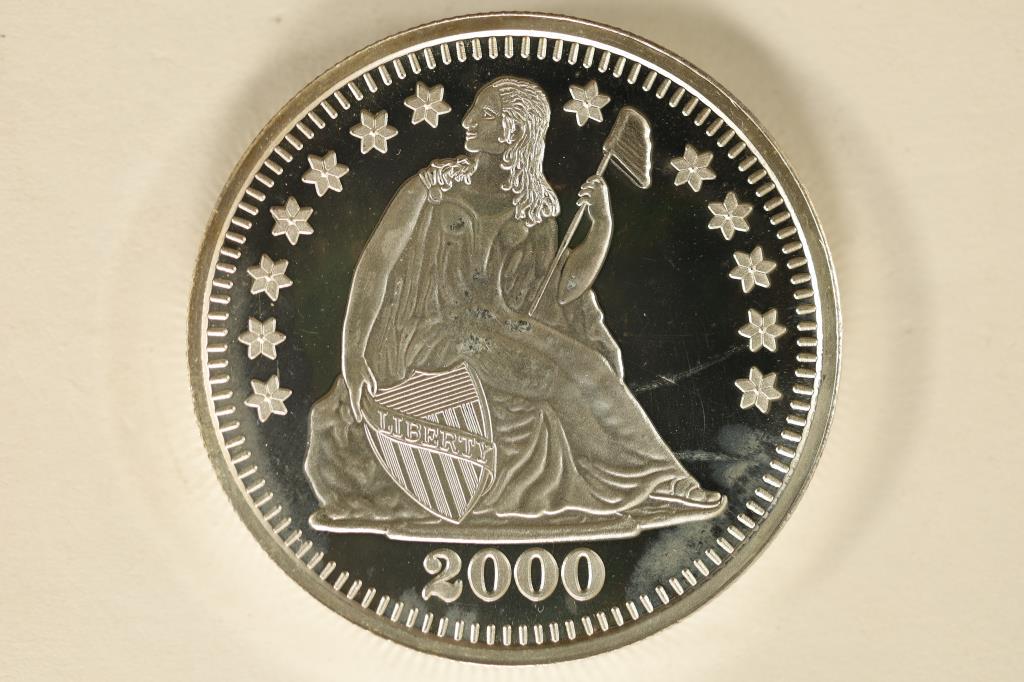 1 TROY OZ. .999 FINE SILVER PROOF ROUND 2000 (1 of 2)