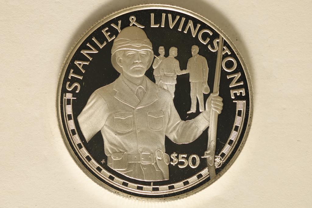 1988 COOK ISLAND SILVER PROOF $50 COIN "STANLEY (1 of 2)