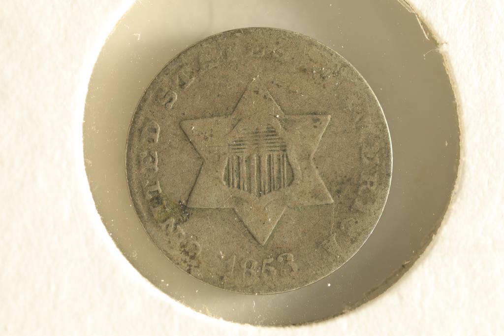 1853 US 3 CENT PEICE "SILVER" (1 of 2)