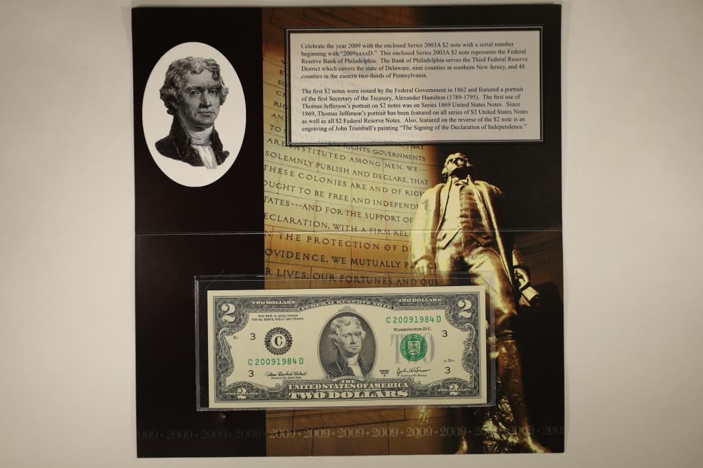 2009 PHILADELPHIA FEATURES A 2003-A US $2 FRN (1 of 4)