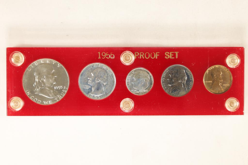 1955 US SILVER PROOF SET IN HARD PLASTIC CASE (1 of 2)