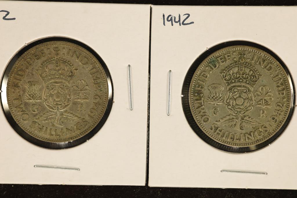 2-1942 GREAT BRITIAN SILVER 2 SHILLINGS .1818 (1 of 2)