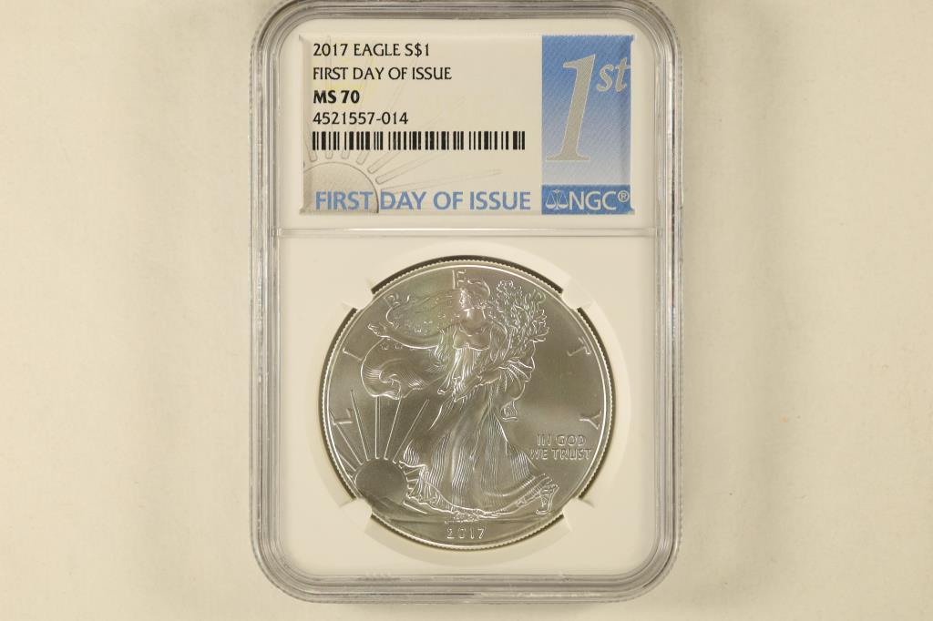 2017 AMERICAN SILVER EAGLE NGC MS70 1ST DAY ISSUE (1 of 2)