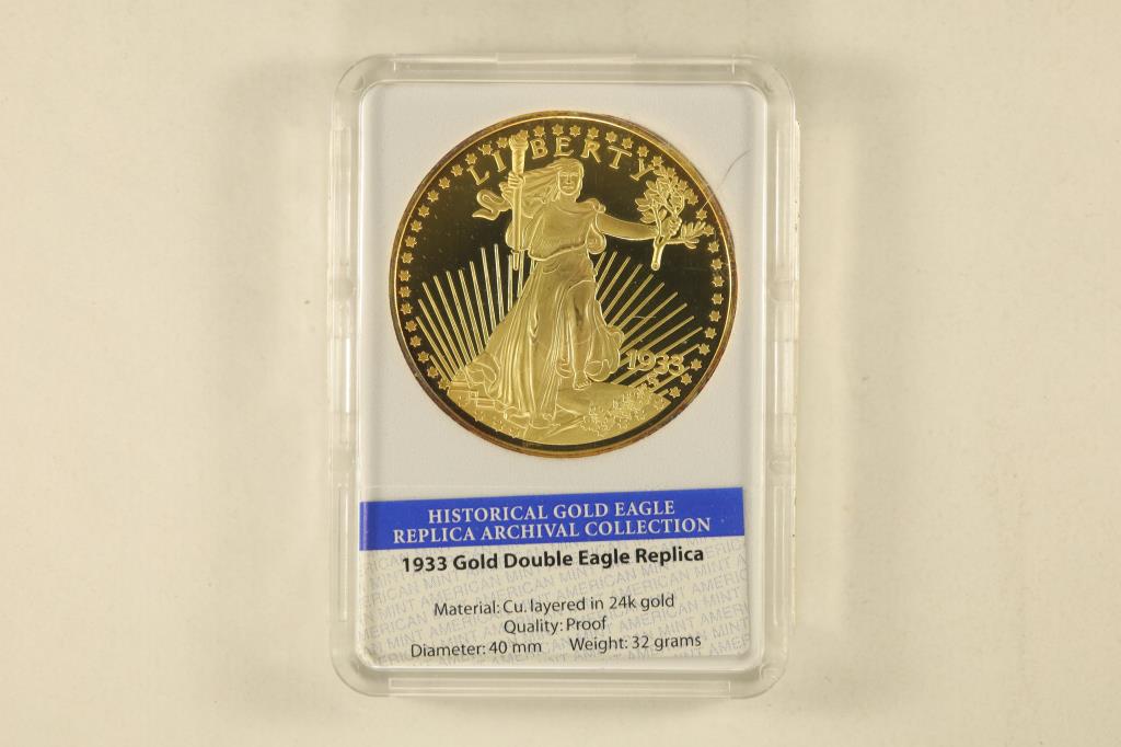 REPLICA 1933 GOLD DOUBLE EAGLE LAYERED IN 24KT (1 of 2)