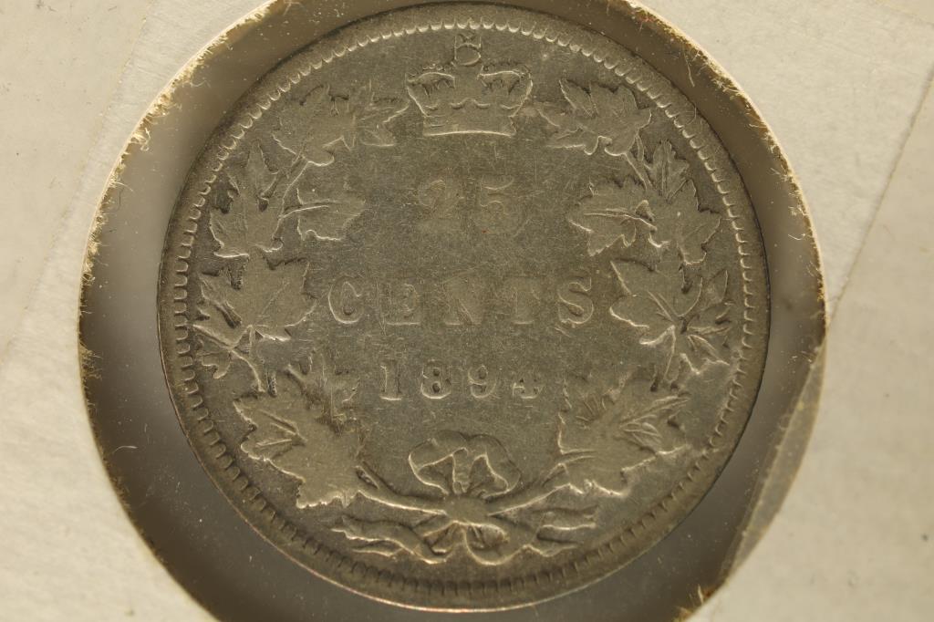 SEMI-KEY 1894 CANADA SILVER 25 CENT  .1728 OZ. ASW (1 of 2)