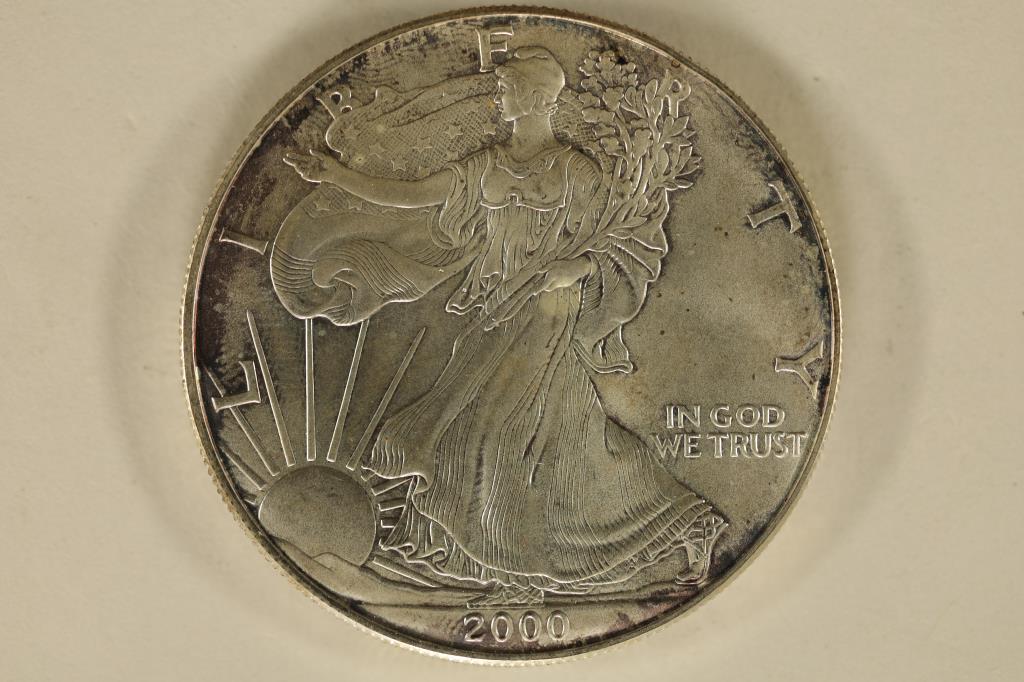 2000 AMERICAN SILVER EAGLE UNC TONED (1 of 2)