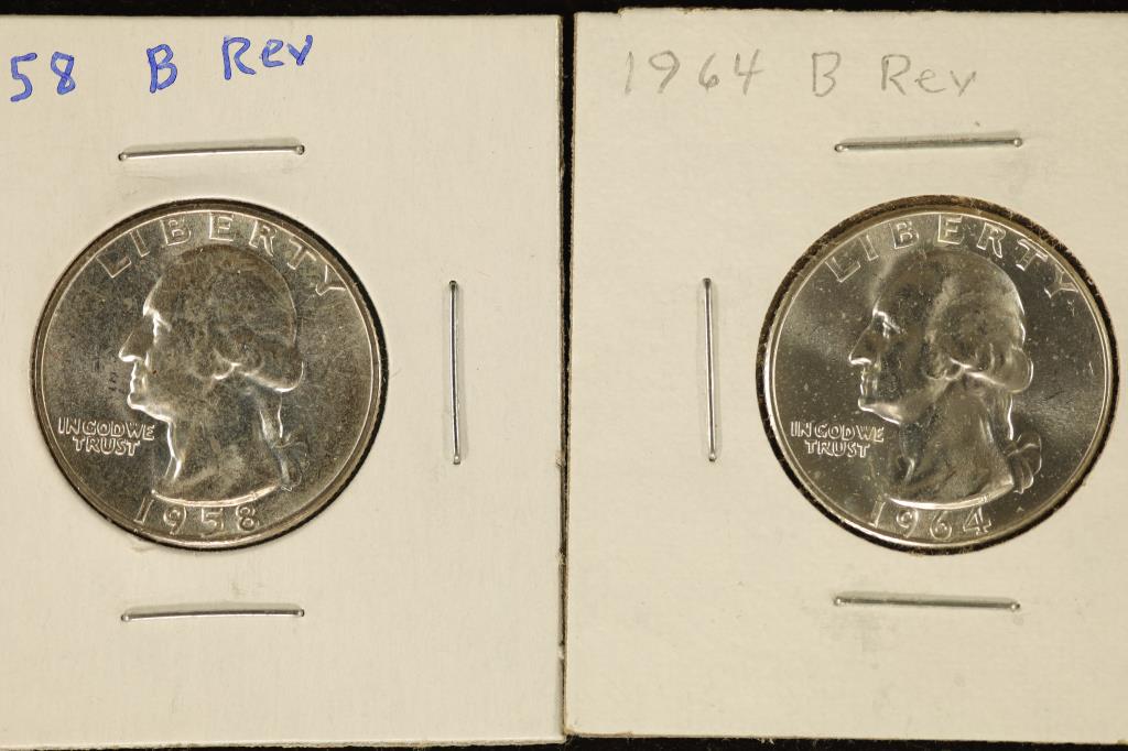 1958 &1964 WASHINGTON SILVER QUARTERS BRILLIANT (1 of 2)