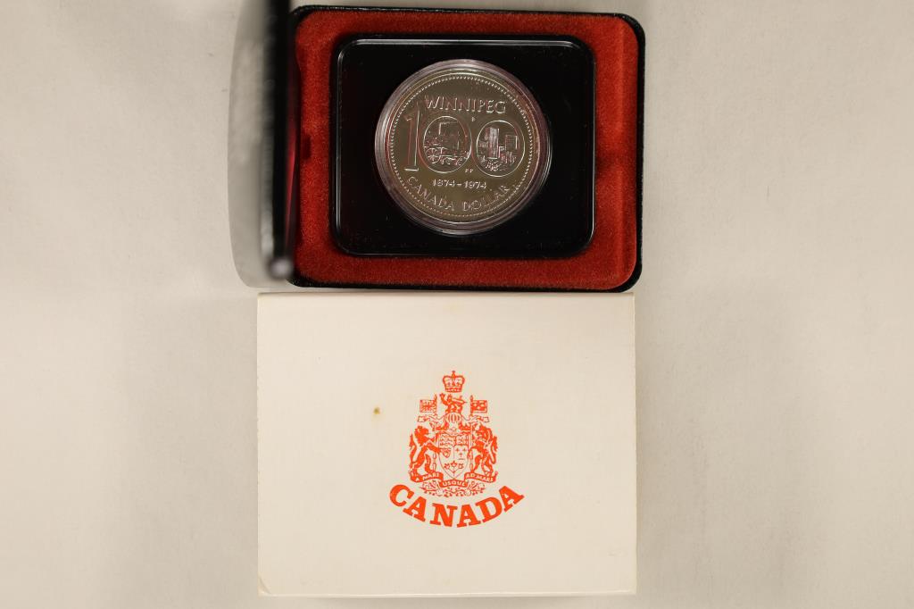 1974 CANADA SILVER $1 "WINNIPEG"  .3750 OZ. ASW (1 of 3)