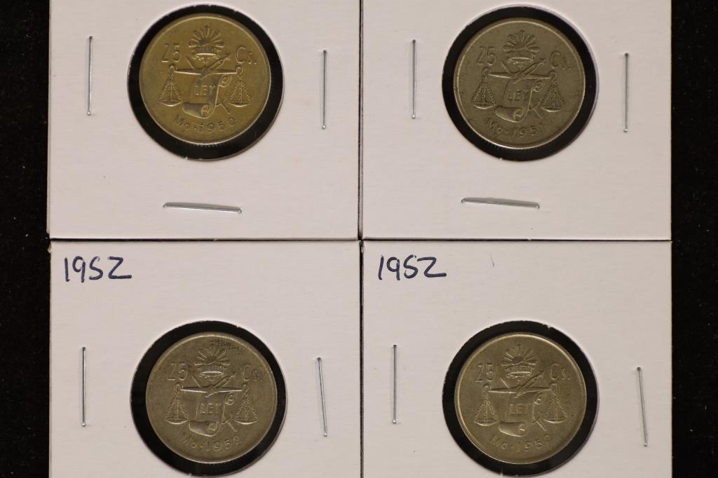 1950, 1951 & 2-1952 MEXICO SILVER CAP & RAY 25 (1 of 2)