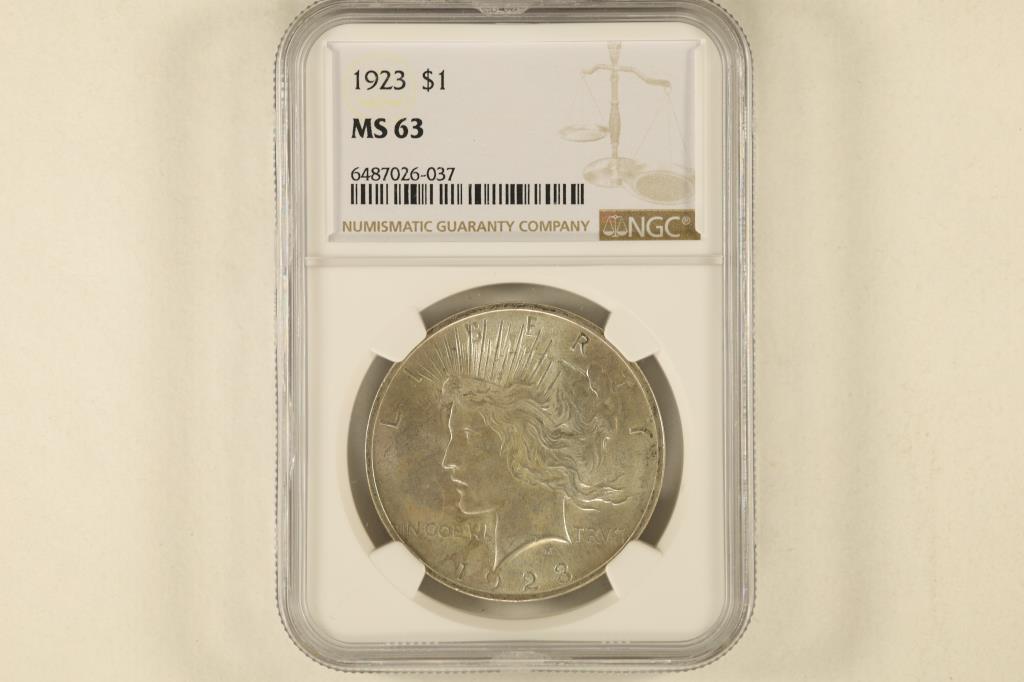 1923 PEACE SILVER DOLLAR NGC MS63 (1 of 2)