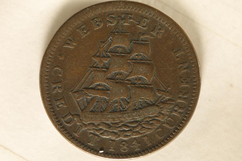 1837 HARD TIMES TOKEN "WEBSTER CURRENT CREDIT" (1 of 2)