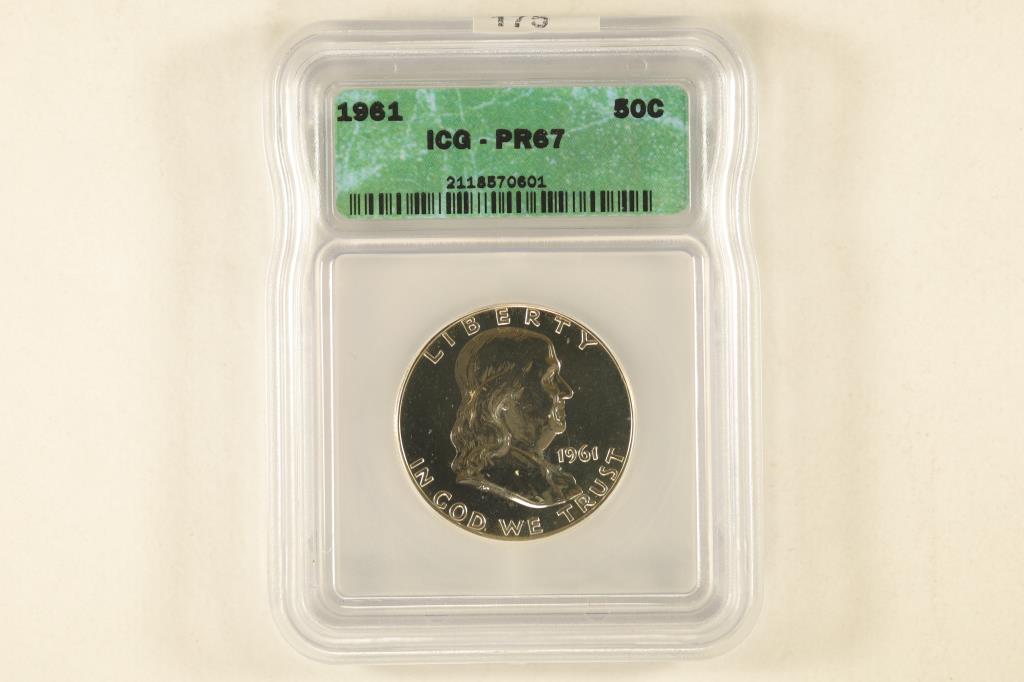 1961 SILVER FRANKLIN HALF DOLLAR ICG PR67 (1 of 2)