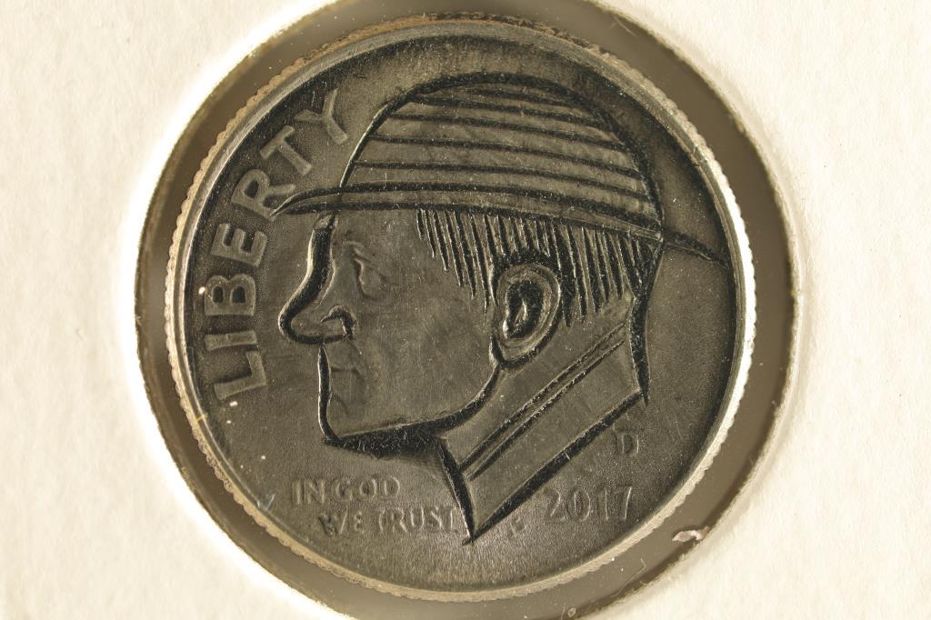 HOBO DIME ON A 2017-D ROOSEVELT DIME BRILLIANT UNC: NEAT PIECE HAND ENGRAVED, USUALLY DO NOT SEE DIMES DONE UP