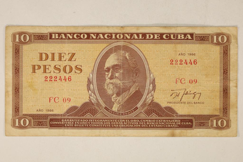 1986 BANK OF CUBA 10 PESO BILL: WATCH FOR OUR NEXT AUCTION ON (MONDAY APRIL 24TH ,2023) AT 7PM EDT. THANKS FOR YOUR BUSINESS!