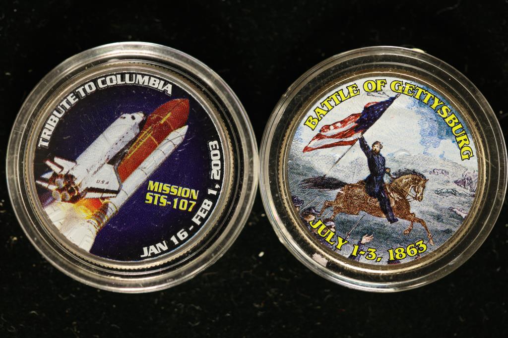 2 COLORIZED BU JFK HALF DOLLARS "TRIBUTE TO (1 of 2)