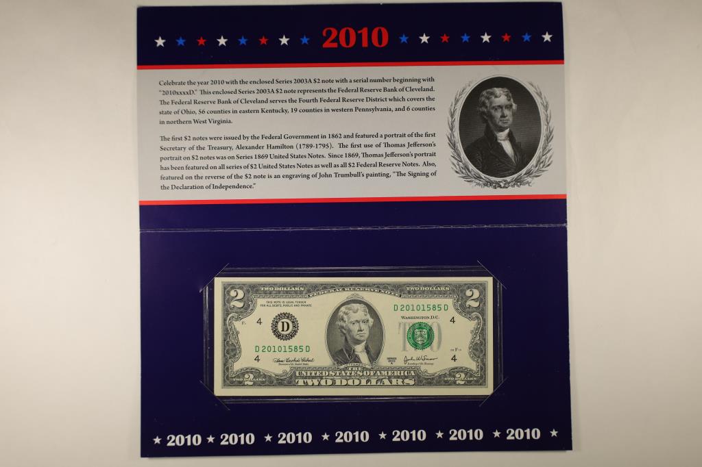 2010 CLEVELAND FEATRUES A 2003-A US $2 FRN CRISP (1 of 4)