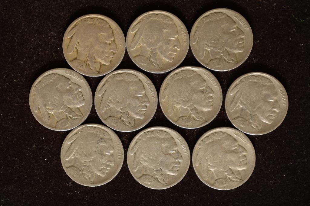10 - 1920'S FULL DATE BUFFALO NICKELS (1 of 2)