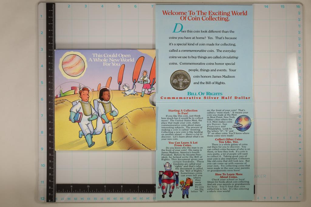 LEARN ABOUT COIN COLLECTNG CONTAINS A 1993-W: SILVER "BILL OF RIGHTS" COMMEMORATIVE UNC HALF DOLLAR IN ORIGINAL US MINT PACKAGING