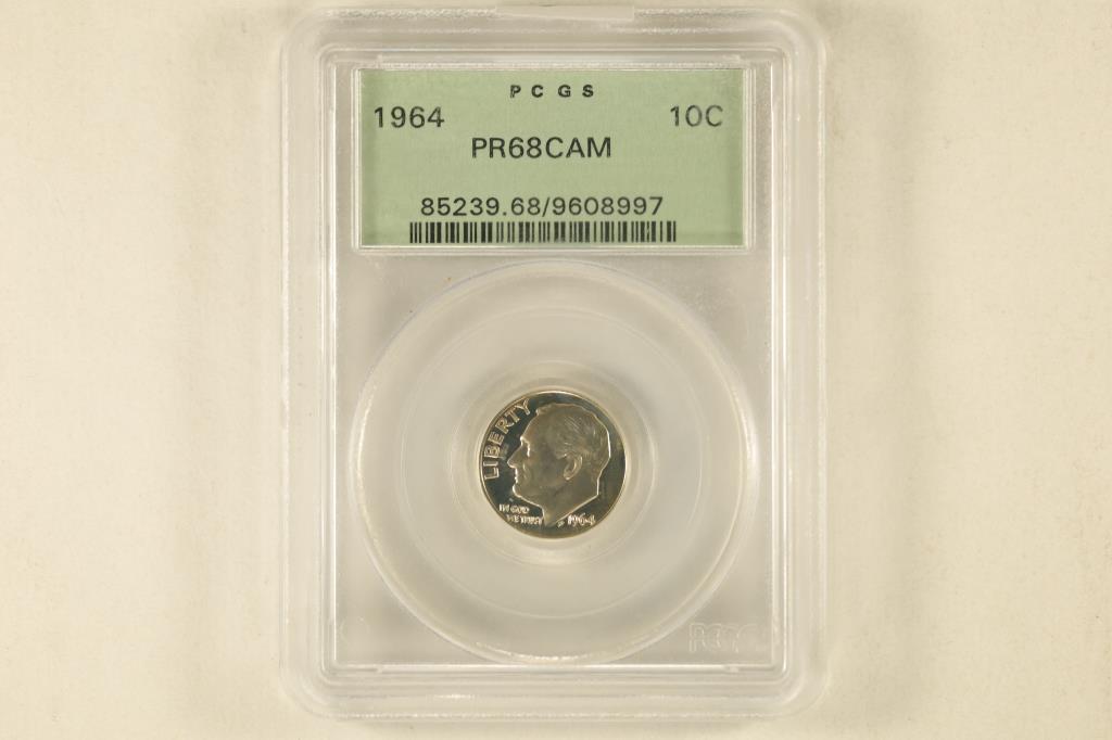 1964 SILVER ROOSEVELT DIME PCGS PR68 CAM (1 of 2)