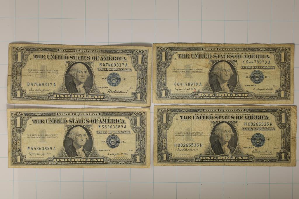 1935-E, 1957, 1957-A & 1957-B US $1 SILVER CERTS (1 of 2)