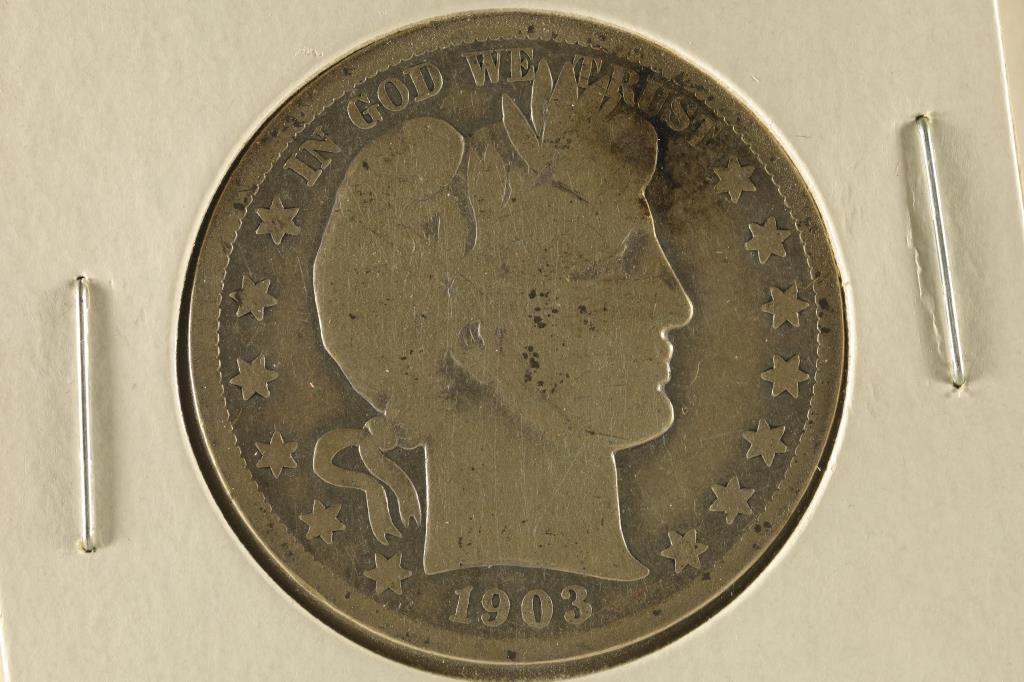1903-O SILVER BARBER HALF DOLLAR VERY GOOD (1 of 2)