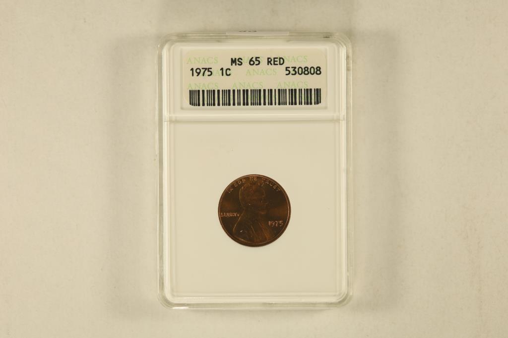 1975 LINCOLN CENT ANACS MS65 RED (1 of 2)