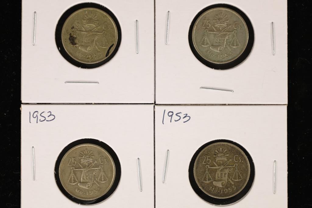 1-1952 & 3-1953-M MEXICO SILVER CAP & RAY 25 (1 of 2)