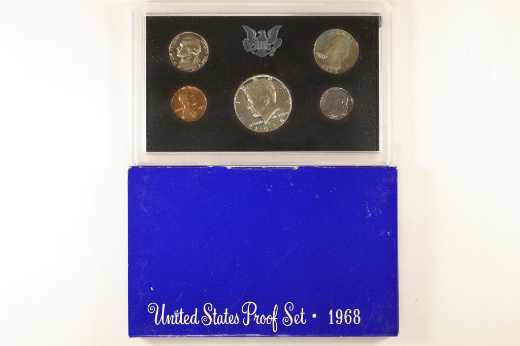 1968 US PROOF SET WITH BOX, 40% SILVER JFK HALF (1 of 2)