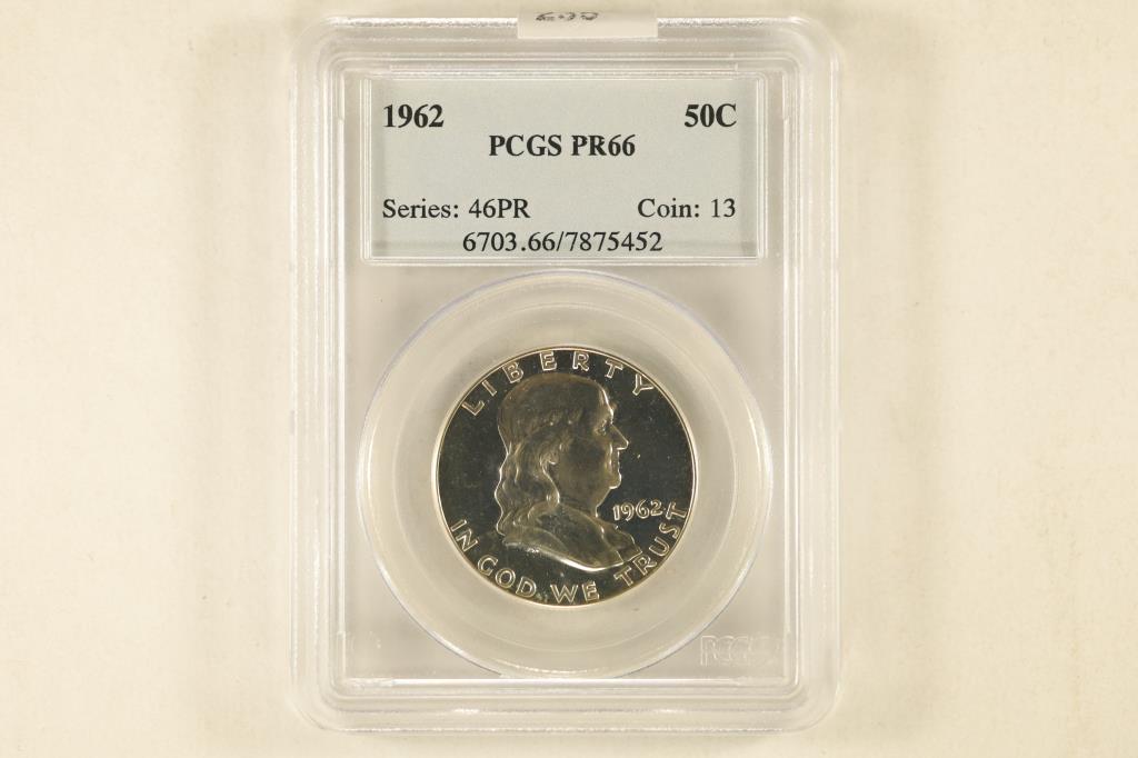 1962 SILVER FRANKLIN HALF DOLLAR PCGS PR66 (1 of 2)