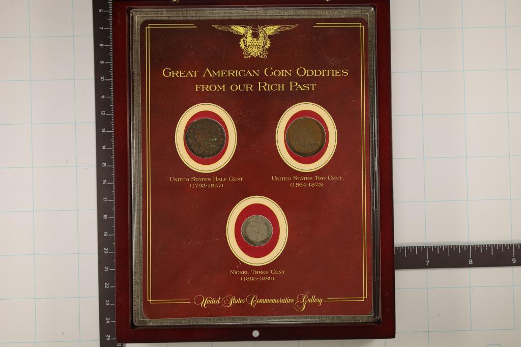 GREAT AMERICAN COIN ODDITIES SET.  FEATURES A 1835 (1 of 9)