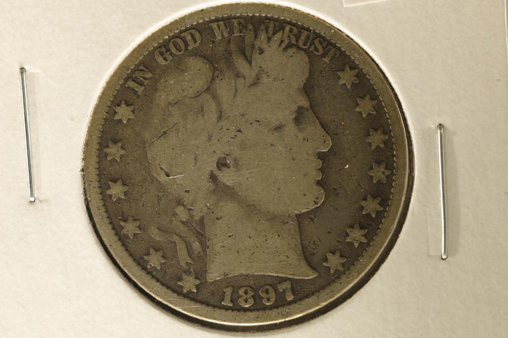1897 SILVER BARBER HALF DOLLAR VERY GOOD (1 of 2)