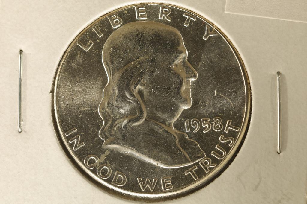 1958 SILVER FRANKLIN HALF DOLLAR BRILLIANT UNC (1 of 2)