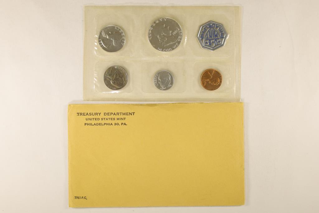 1961 US SILVER PROOF SET (WITH ENVELOPE) (1 of 2)