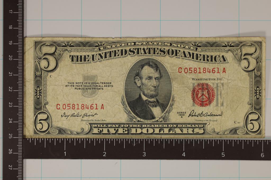 1953-A US $5 RED SEAL NOTE (1 of 2)