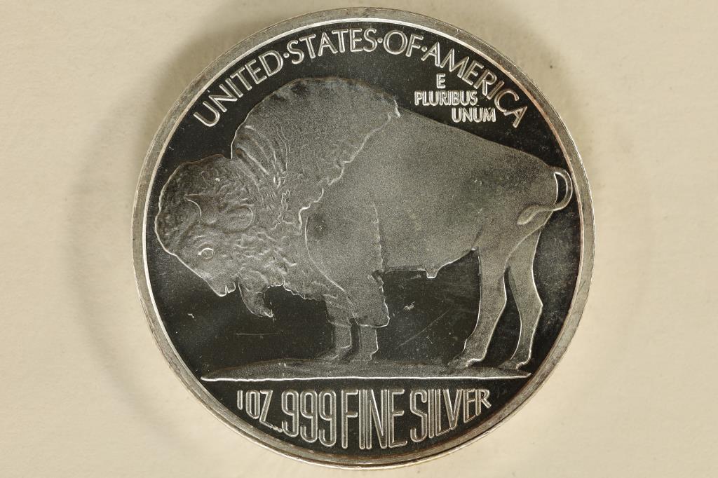 1 TROY OZ .999 FINE SILVER PROOF ROUND INDIAN / (1 of 2)