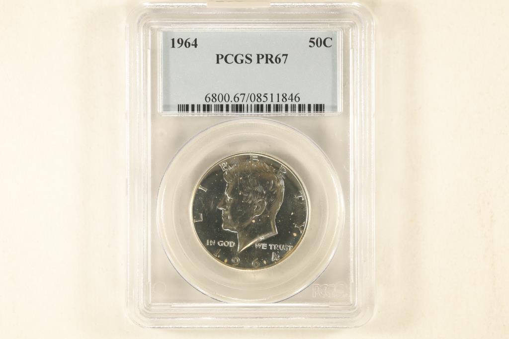 1964 SILVER KENNEDY HALF DOLLAR PCGS PR67 (1 of 2)