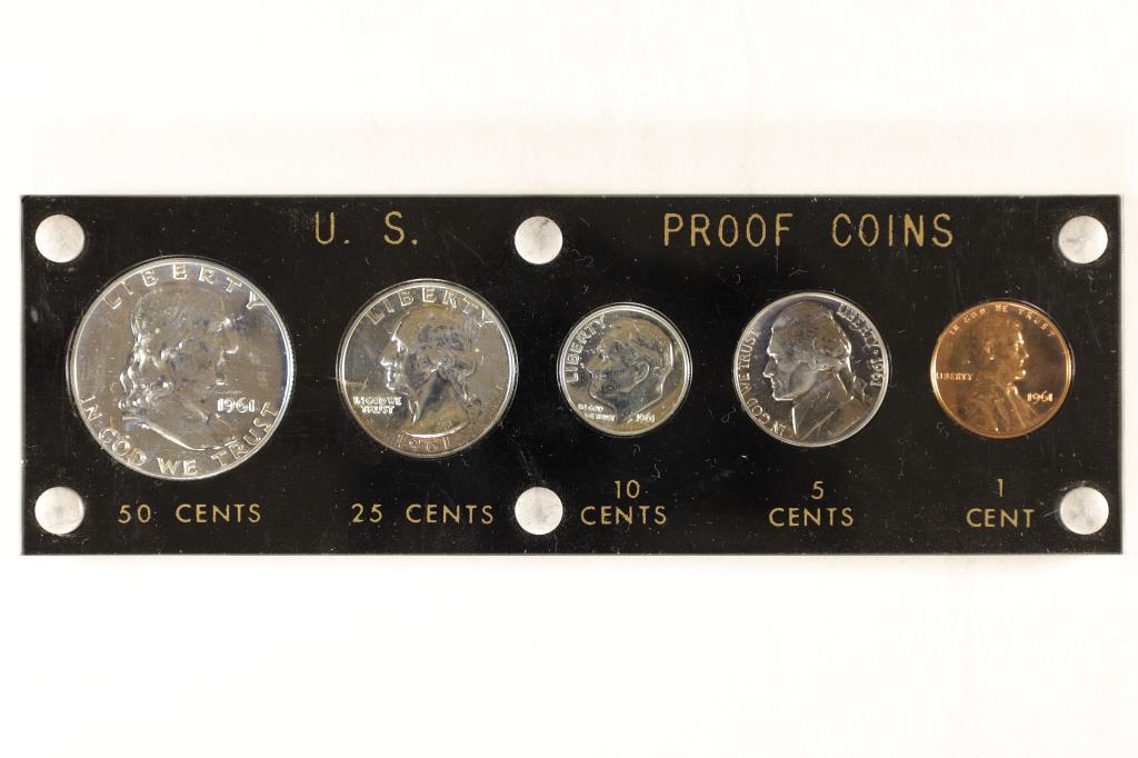 1961 US SILVER PROOF SET IN HARD PLASTIC CAPSULE (1 of 2)