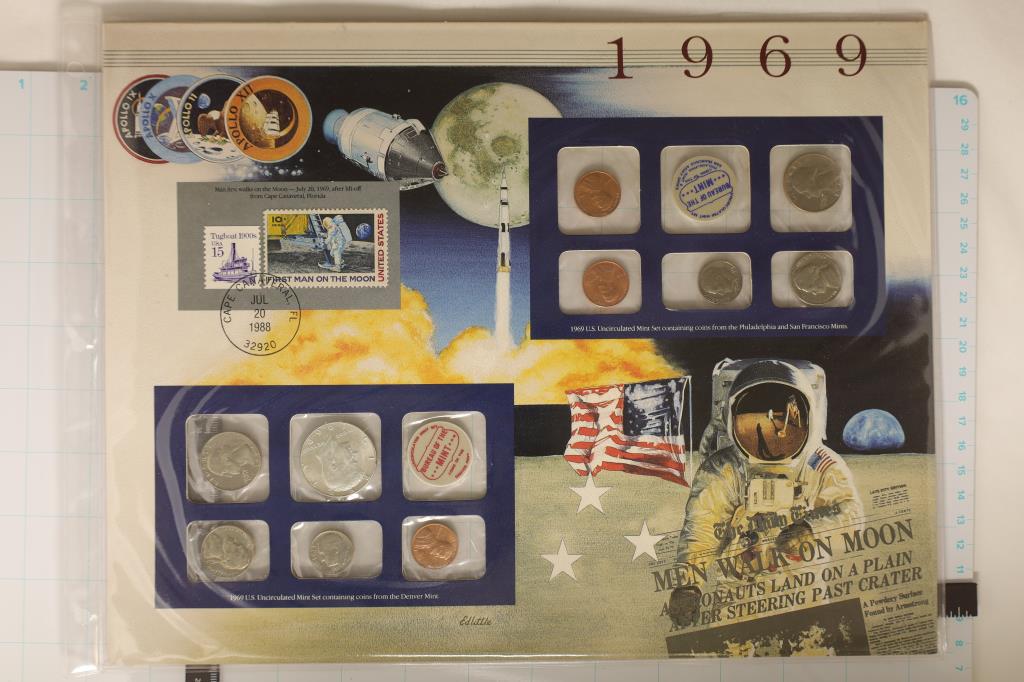 1969 US MINT SET (UNC) P/D/S ON LARGE INFO CARD (1 of 2)