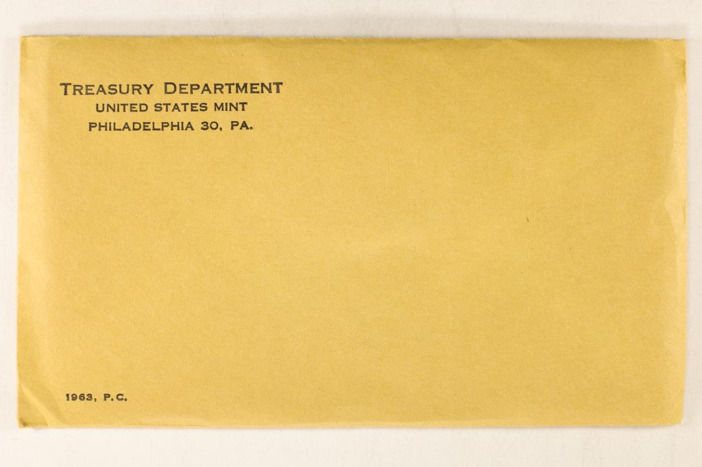 1963 US SILVER PROOF SET (WITH ENVELOPE) SEALED (1 of 2)