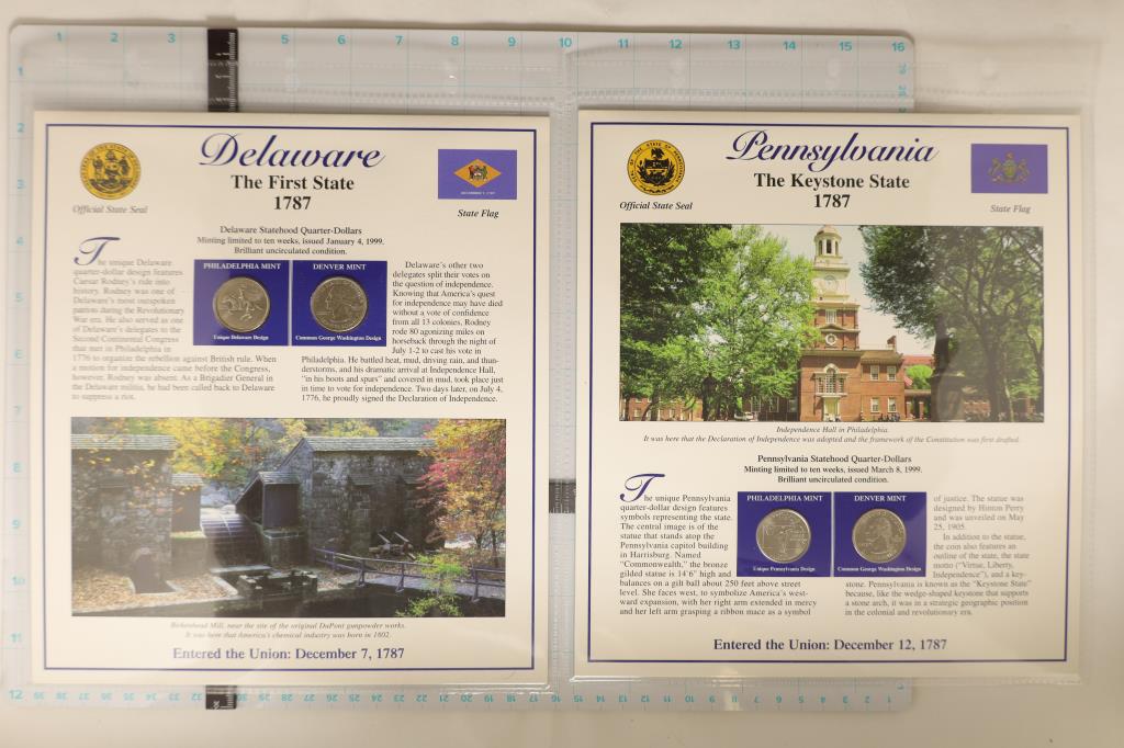 2-US STATE QUARTER SETS ON INFO CARDS WITH STAMP (1 of 2)
