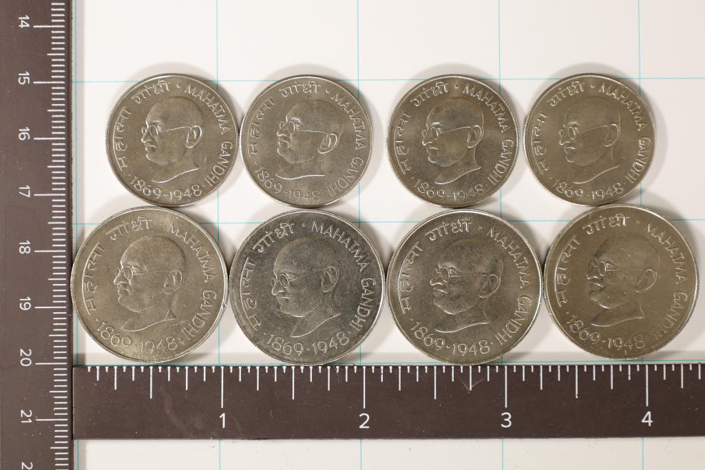 8-1948 INDIA COINS: 4-50 PAISE & 4-1 RUPEE ALL UNC: WATCH FOR OUR NEXT AUCTION ON (MONDAY JUNE 5TH, 2023) AT 7PM EDT. THANKS FOR YOUR BUSINESS